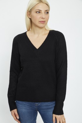 Pull noir col V