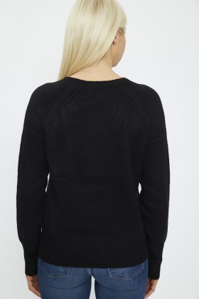 Pull noir col V