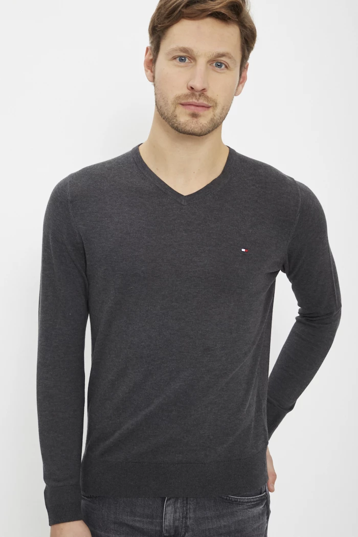 Pull Tommy Hilfiger Pima Perkins Gris Homme