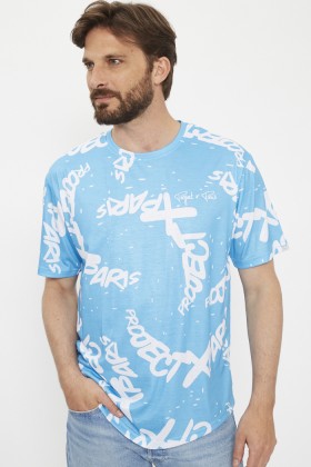 T-shirt bleu imprimé