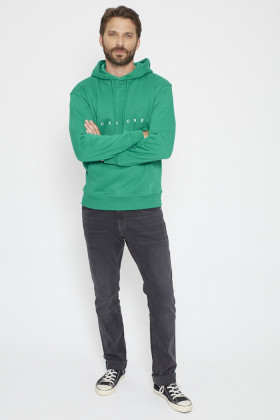 Sweat à capuche vert pour homme