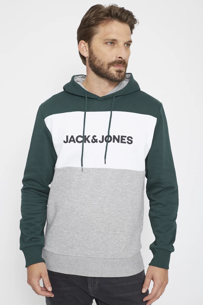 JACK & JONES Sweat à capuche grande taille pour homme avec logo 2