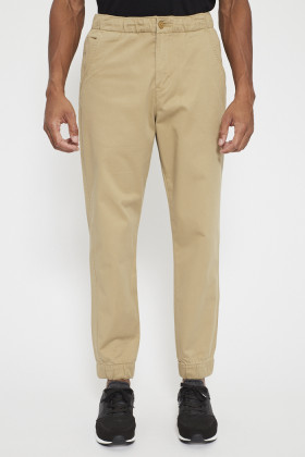 pantalon chino beige coupe droite