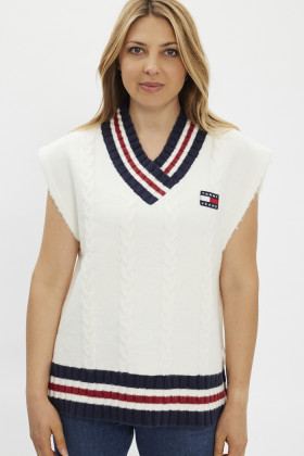 pull old school blanc torsadé Tommy Jeans