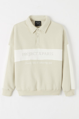 Sweatshirt col polo beige homme