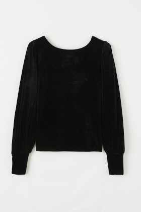 Top en velours noir col V