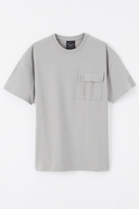 T-shirt manches courtes à poche gris