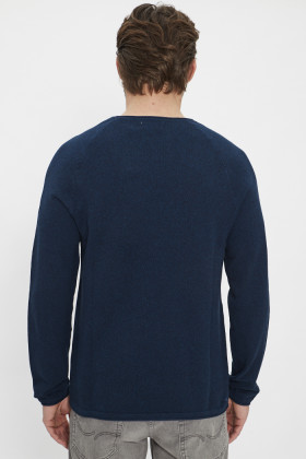 Pull en maille col rond bleu marine homme